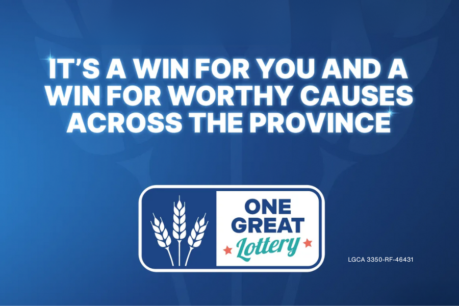 Blue background with One Great Lottery logo